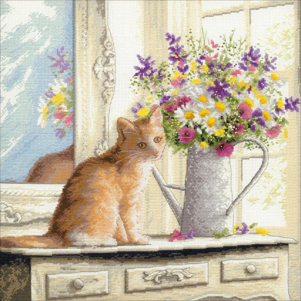Gold Collection Kitten in the Window Counted Cross Stitch Kit